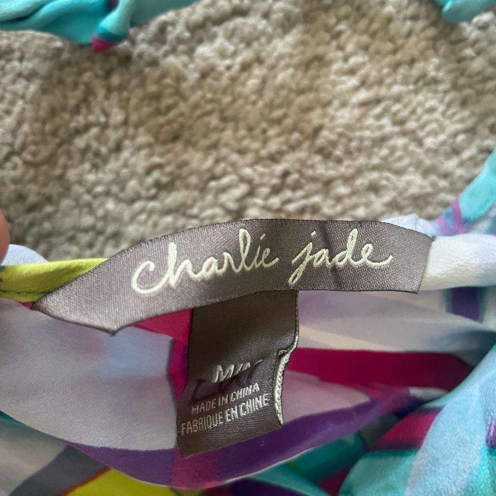 Charlie Jade Color Block Silk Romper Size M - image 2